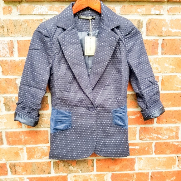 SOLD Blue White Dotted Blazer - Picture 2 of 7